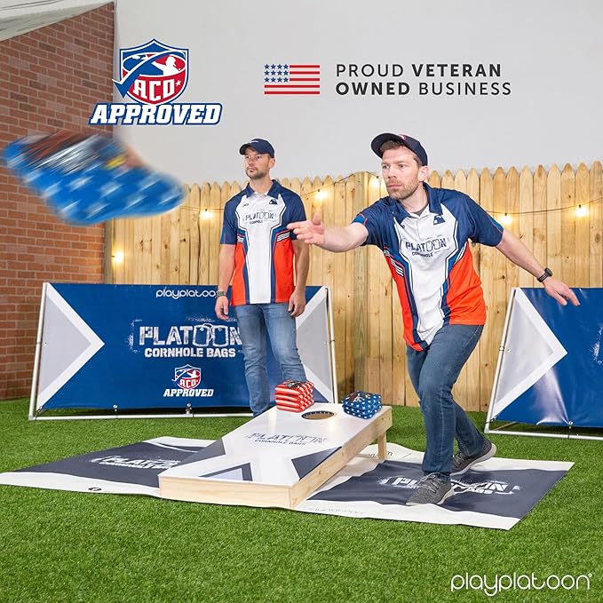 Play Platoon Cornhole Bags Set of 8 Regulation Professional Corn Hole Bean Bags ACO Approved, Competition Weight, Slick and Stick