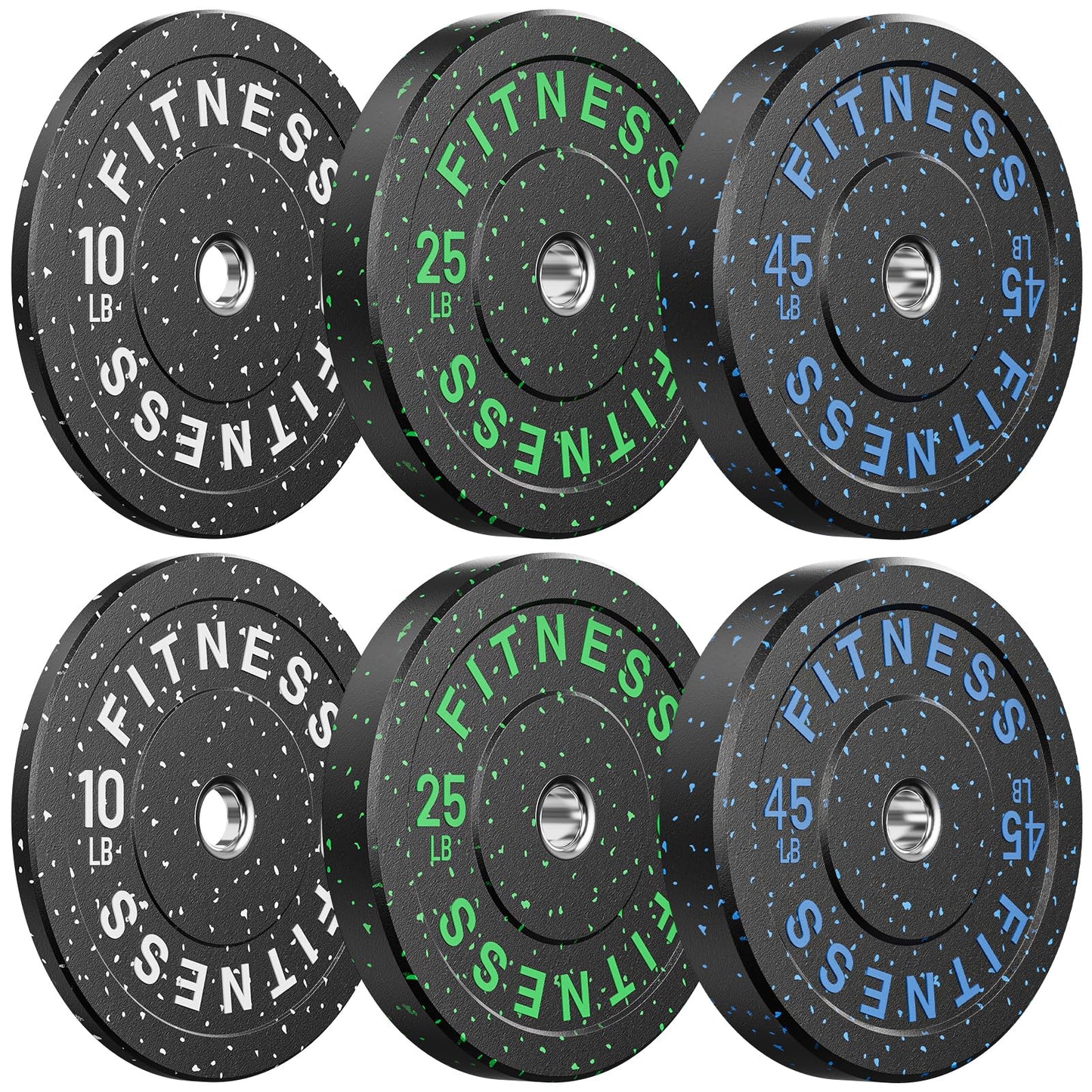 papababe Bumper Plates, High-Bounce Olympic Weight Plates with Colored Fleck-Rubber Weights Plates for Weight Lifting and Strength Training (160 lb set)