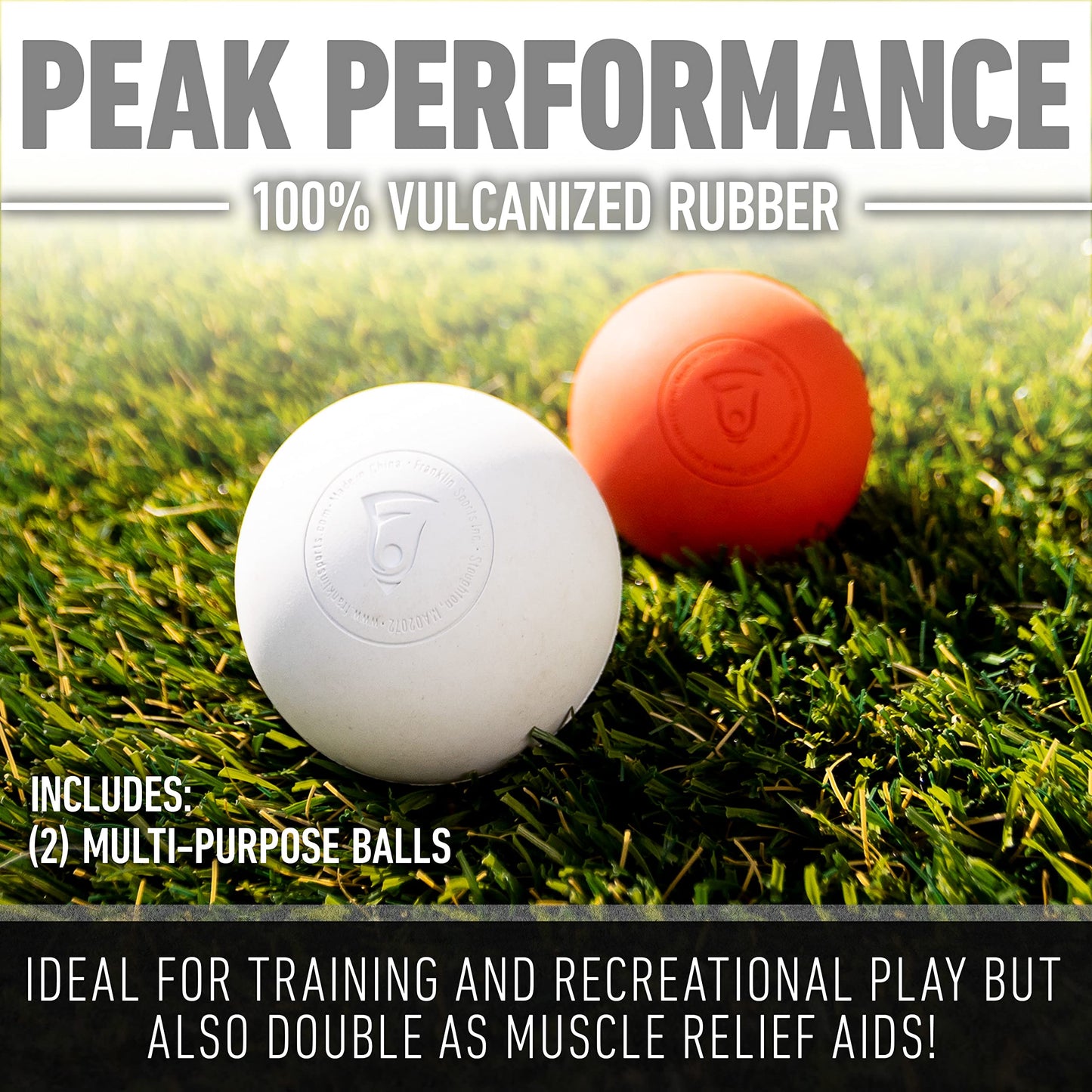 Franklin Sports Lacrosse Balls - Official Size Lax Balls for Practice - Red + White 2 Pack - Great for Muscle Massage Therapy + Yoga, 63 mm
