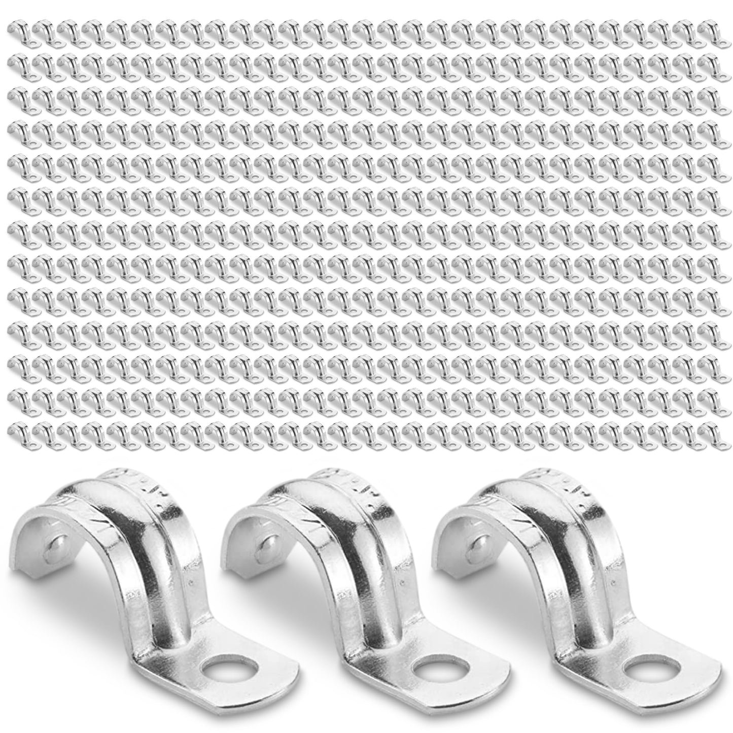 OhLectric 1 Hole 3/4 Inch EMT Pipe Strap | Reinforced Rib, Hole for Extra Strength | Snap-On Installation | Zinc-Plated Steel Pipe Clamp to Secure EMT Conduit | Pack of 1000