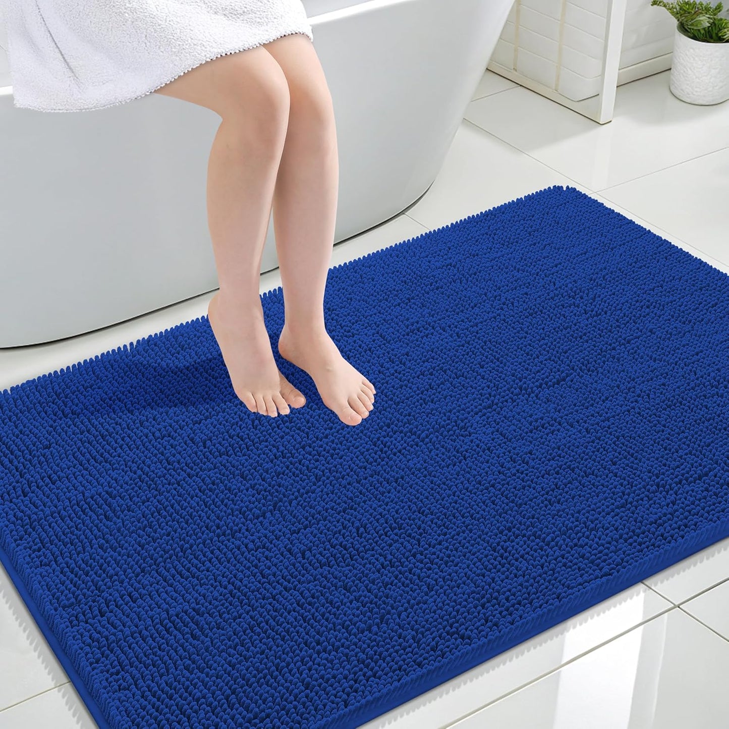 OLANLY Large Bathroom Rugs - Extra Soft Chenille Bath Mats | Quick-Dry, Machine Washable, 47x32, Royal Blue
