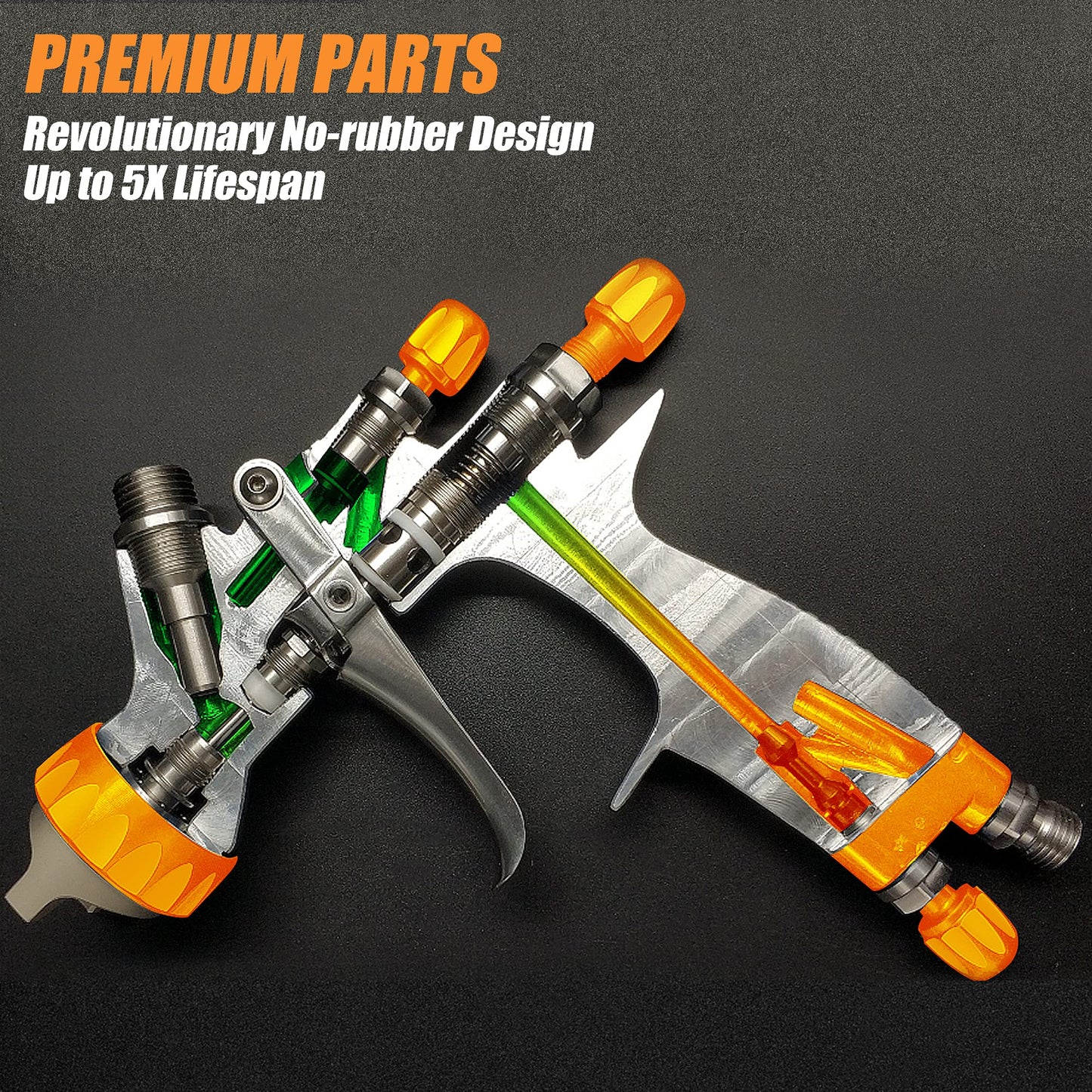 BEETRO HVLP Professional Gravity Feed Air Spray Gun, 280-320mm Wide Spray Pattern 1.3/1.4mm Nozzle with Air Control Valve, 1000ml Capacity 14CFM 29-32psi, 1/4 Adaptor and Filter