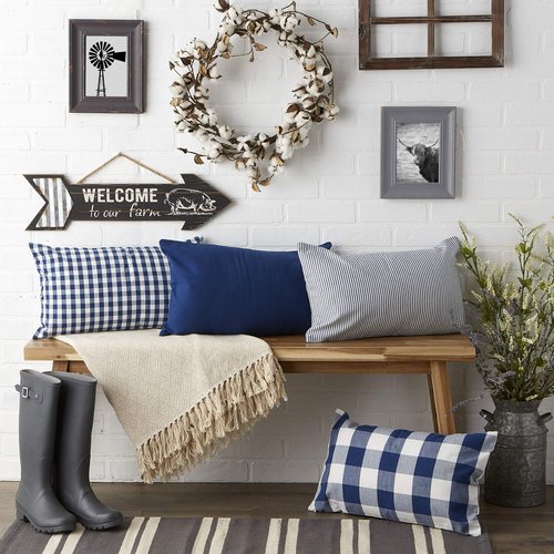 DII Throw Pillow Cover Collection Decorative Cotton Set, Navy, 12x20, 4 Count