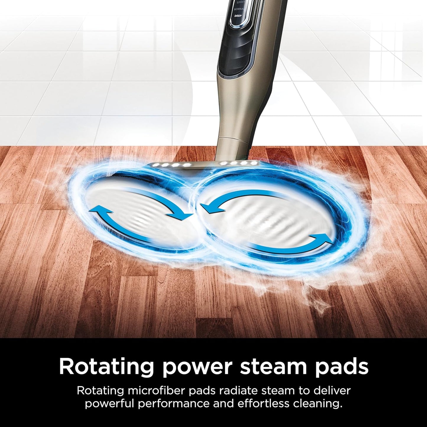 Shark S7001 Mop - 3 Steam Modes & LED Headlights for Hard Floors | 4 Washable Dirt Grip Pads, Gold