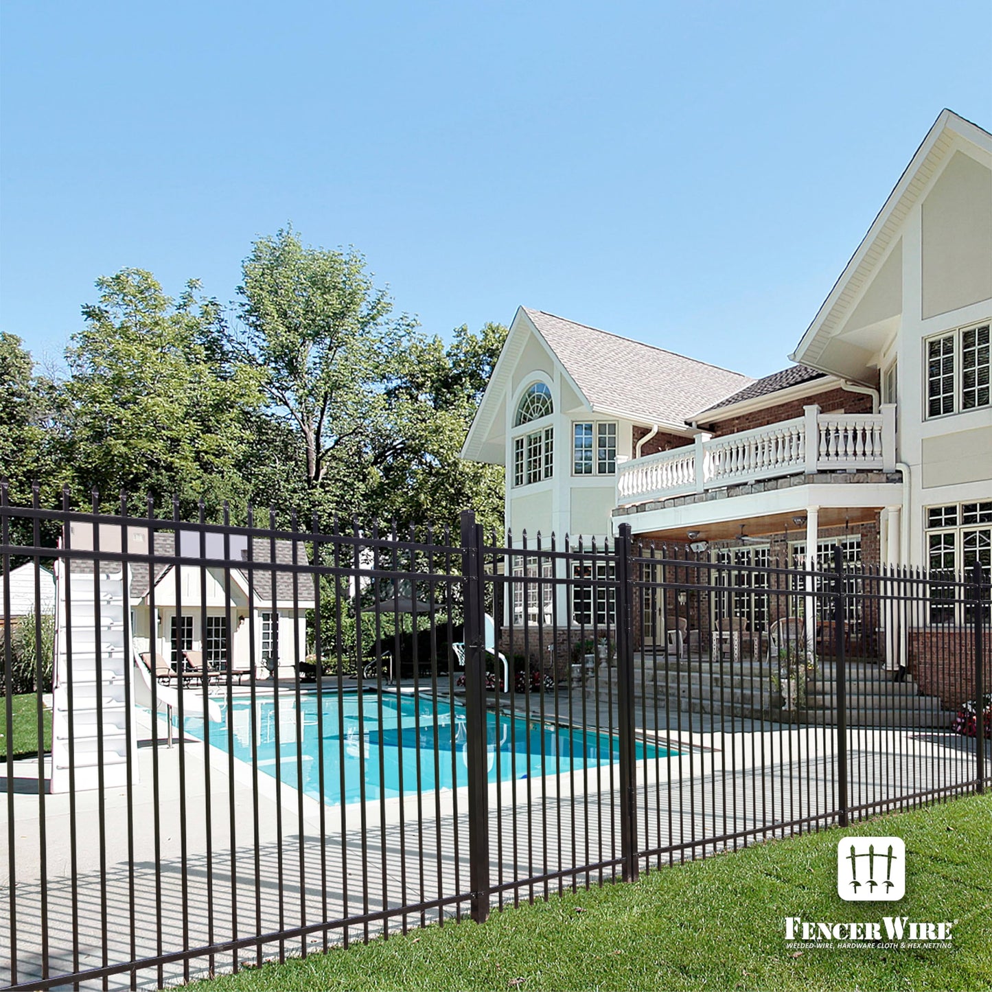 Fencer Wire Heavy Duty Pinnacle Fence Gate, 5FT Height x 4FT Width Outdoor Fence Gate, Outdoor Anti-Rust Metal Steel Gate for Fencing Barrier, Decorative Garden Gate with Gate Lock