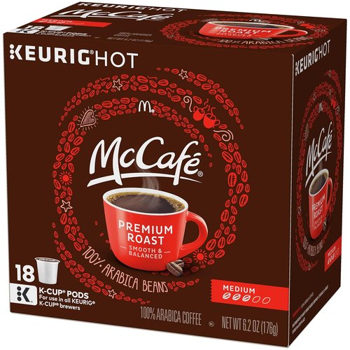 McCafe Premium Medium Roast Coffee K-Cup Pods - 18 Count, Rich Flavor, Convenient Brewing