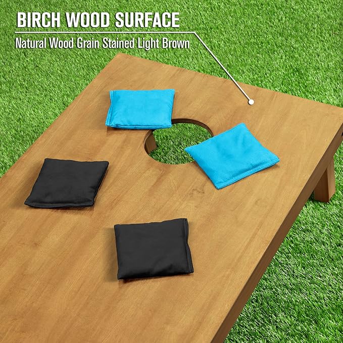 GoSports 4 ft x 2 ft Regulation Size Wooden Cornhole Boards Set - Includes Carrying Case - Full Regulation Size Bean Bag Toss Boards