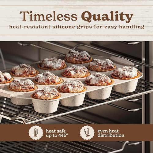 Country Kitchen Nonstick Bakeware Set - Durable, Easy Release, Stackable Design | 10 Pieces in Cream