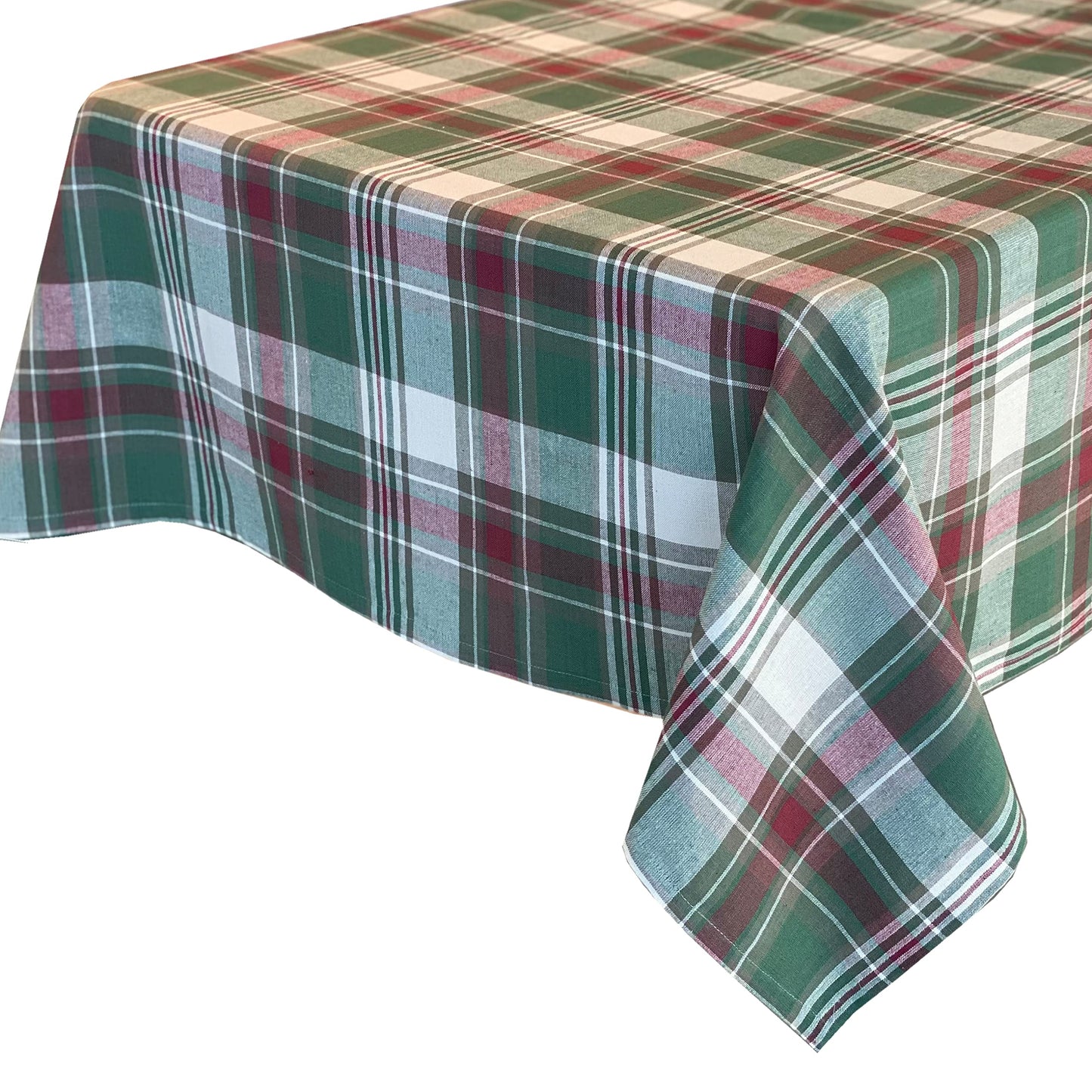 Trends Collection Christmas Cottage Plaid Cotton Weave Holiday Tablecloth, 60" x 102" Oblong/Rectangle