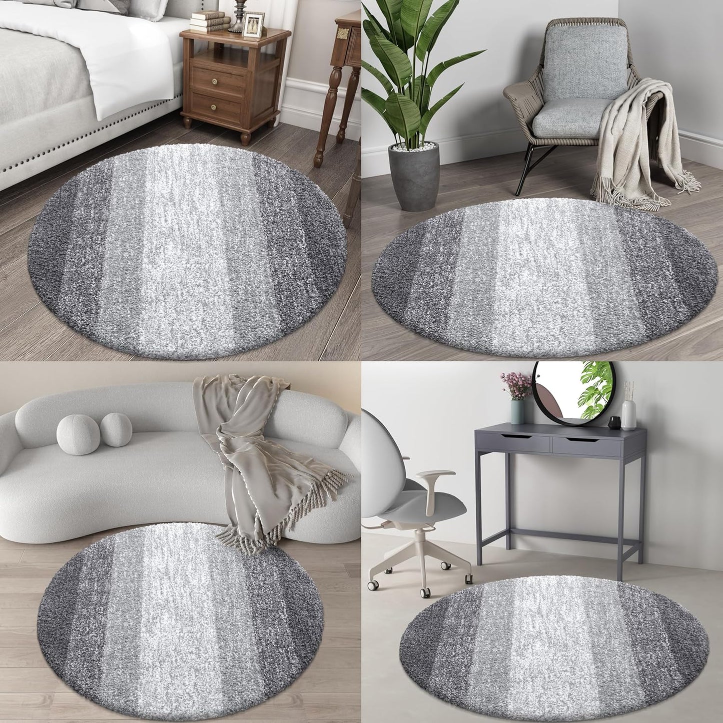 OLANLY 30-Inch Round Bathroom Rug - Extra Soft, Absorbent Microfiber | Quick Dry, Machine Washable, Grey