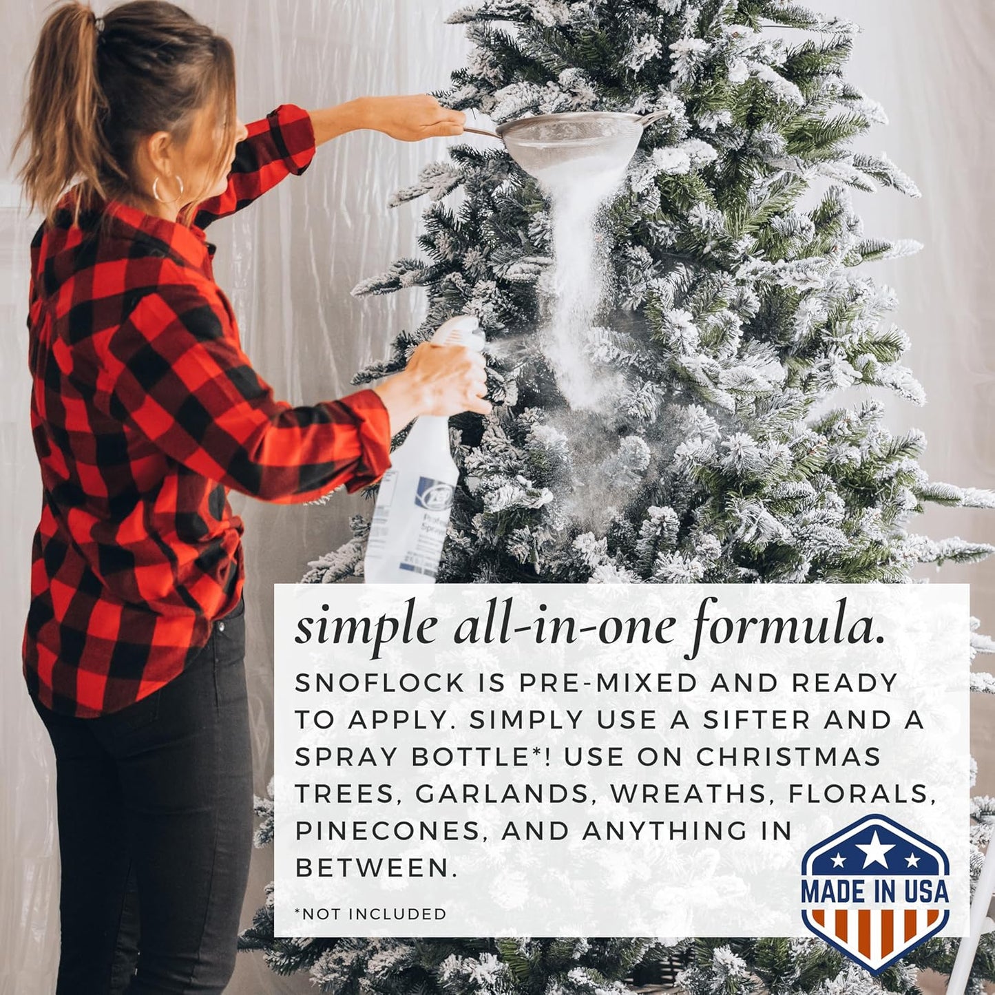 ShimmerSpec Snow Flock Powder - Premium Self-Adhesive Christmas Tree Decor | Made in USA | 2 lbs