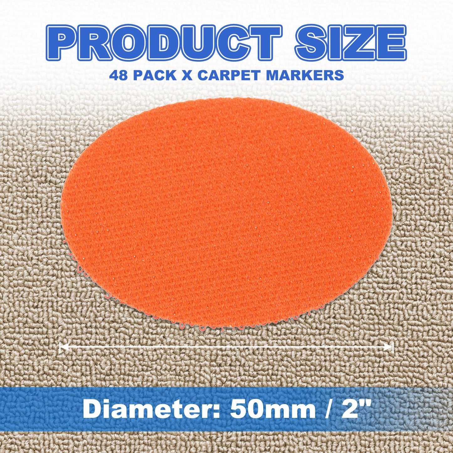 PATIKIL Carpet Marker Spots 2 Inch / 5cm, 48 Pack Round Floor Markers Non Slip Carpet Dots for Classroom Teacher, Orange