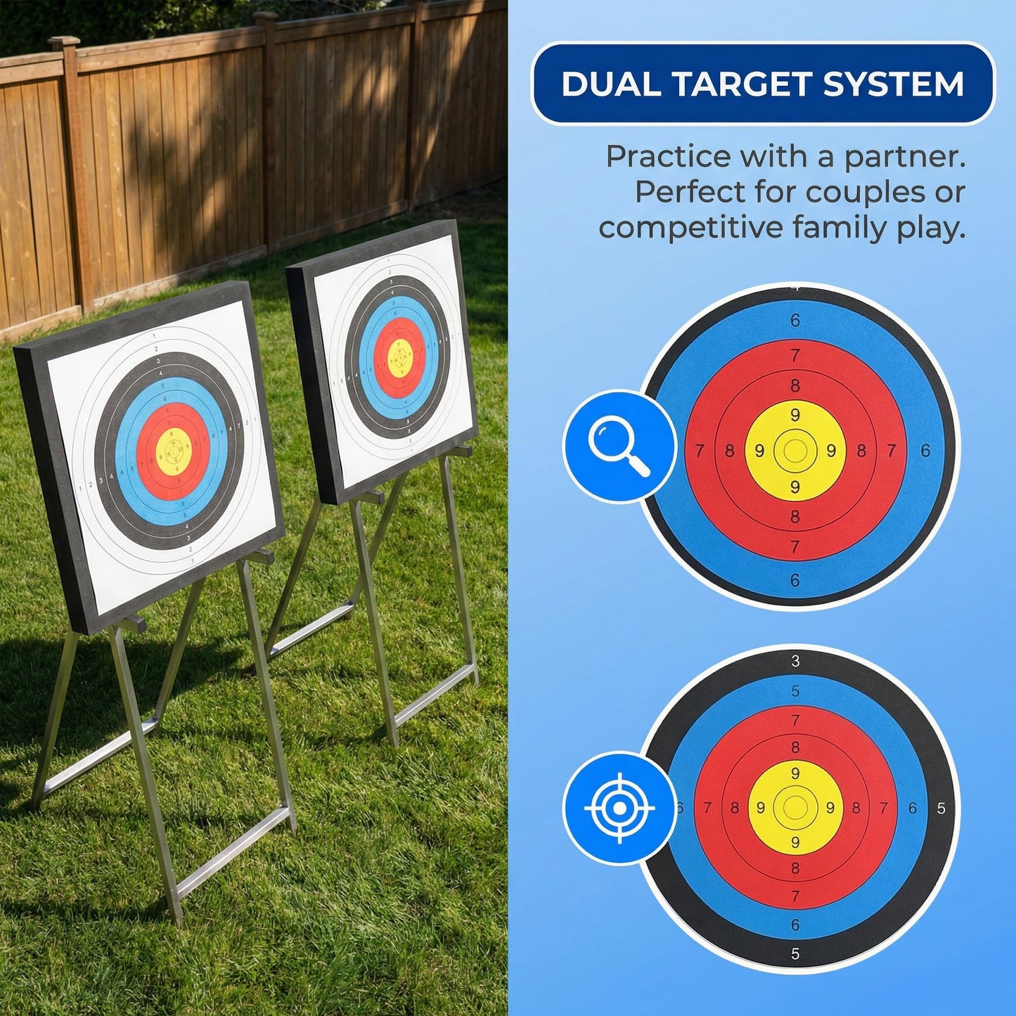 2Pcs 20'' Foam Archery Target, High-Density EVA Archery Targets for Backyard, Archery Target Block with 10pcs Targets Paper, 8pcs Target Pins, Arrow Puller (Foam Target)