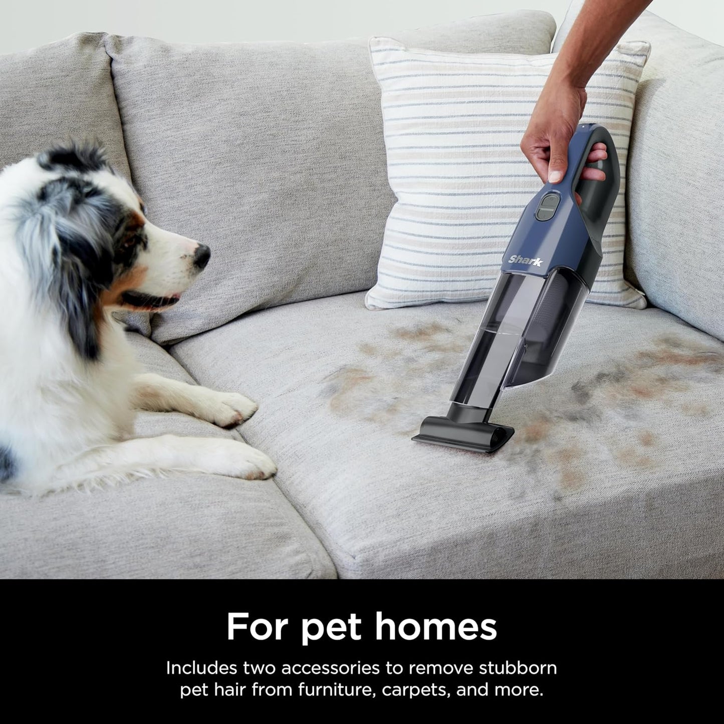 Shark Cyclone Handheld Vacuum - Powerful HyperVelocity Suction with 8" Crevice Tool | Navy Blue/Grey