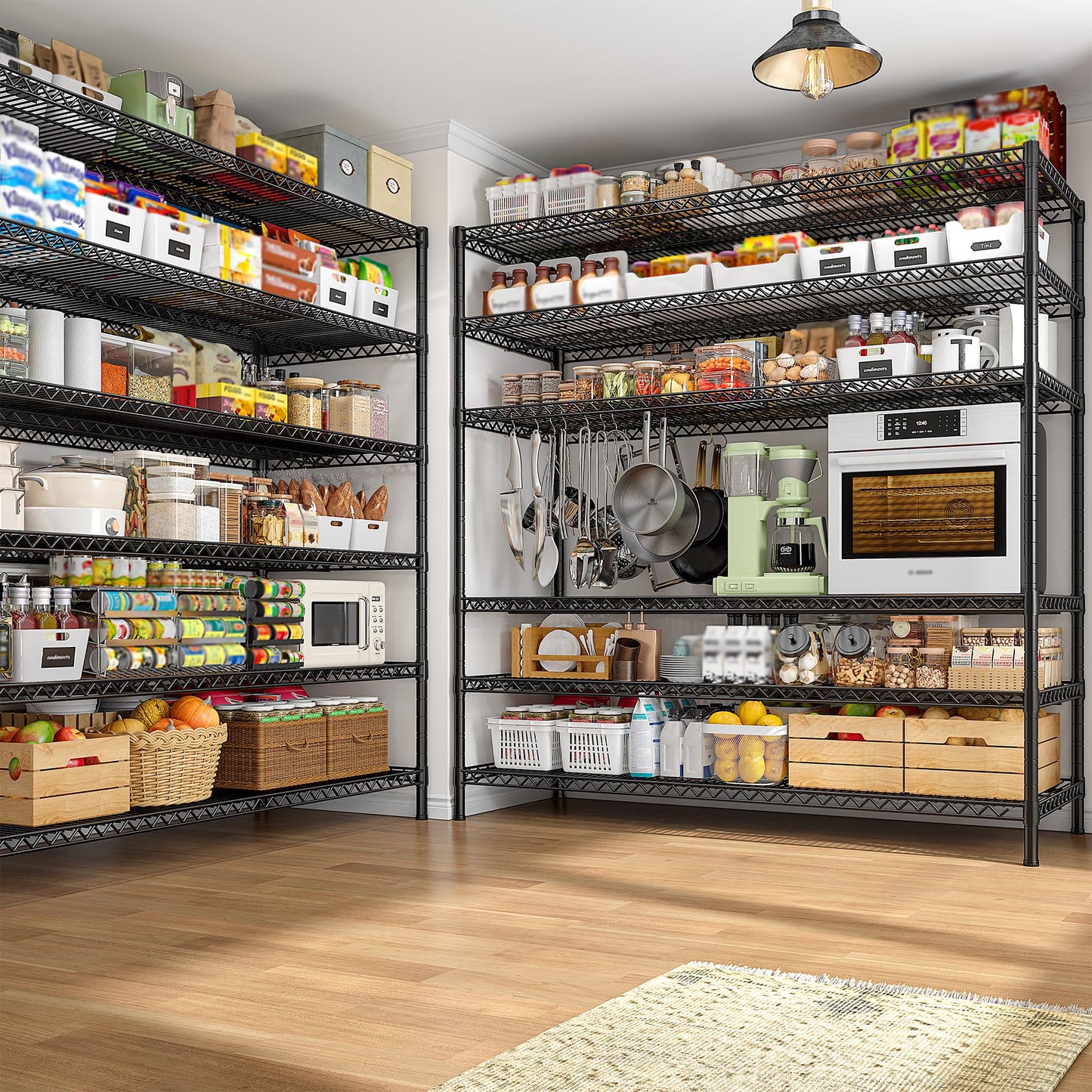 REIBII 83" H Storage Shelves 3840LBS Metal Shelving Unit 6 Tier Wire Shelving Commercial Adjustable Garage Shelving Heavy Duty for Storage Rack for Pantry, Garage, Kitchen, 83" H x 55.5" W x 18" D