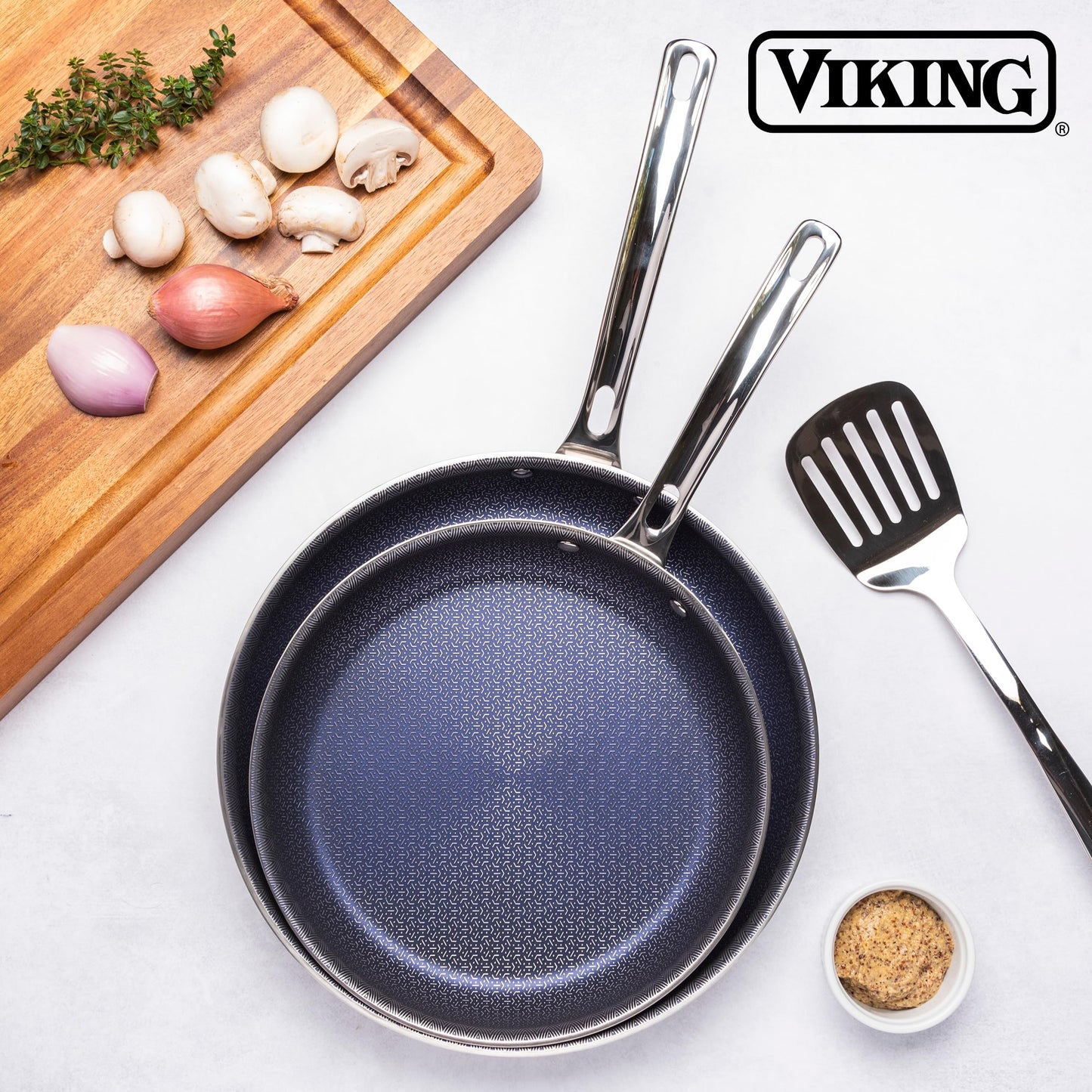 Viking 3-Ply Non Stick Frying Pan, 8 Inch Hybrid Plus Stainless Steel Kitchen Cookware, Silver