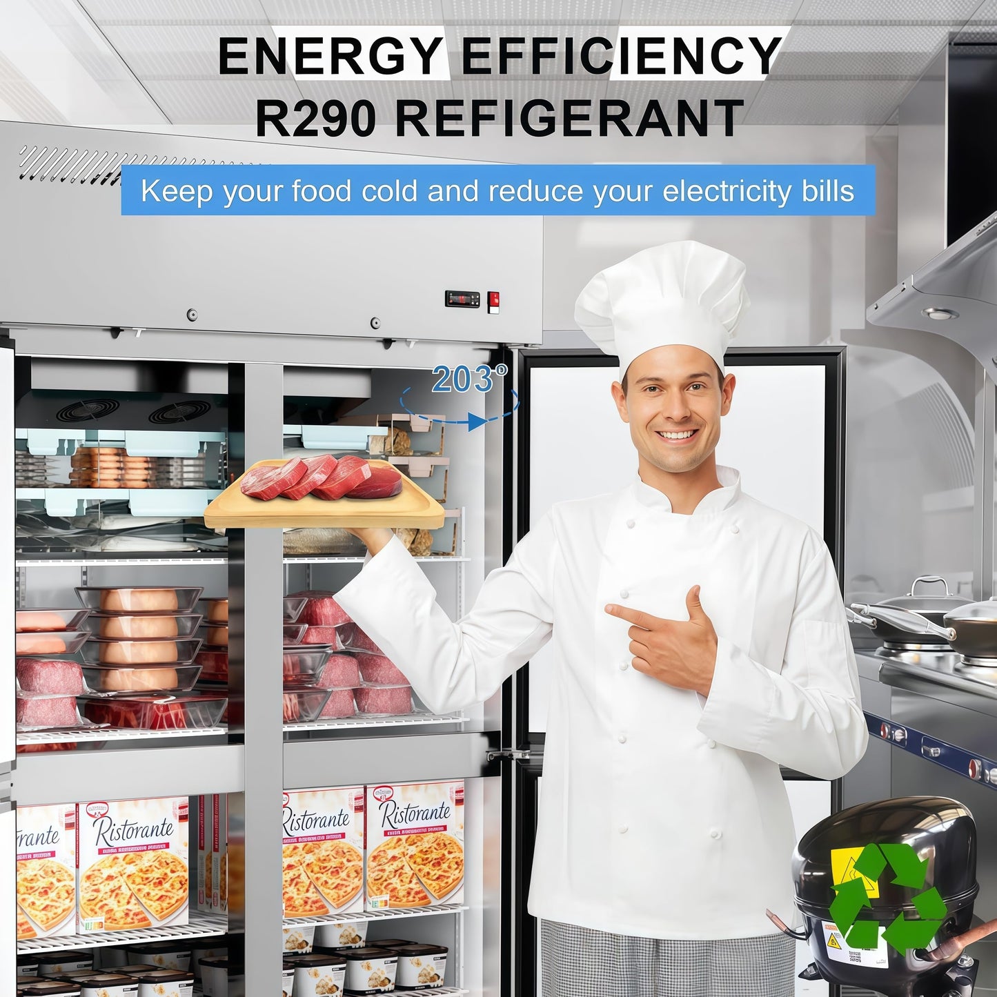 48"W Commercial Freezer 4 Door Stainless Steel Reach-in Solid Door Upright Fan Cooling 36 Cu.ft 2 Section Freezer -8-1°F for Restaurant, Bar, Shop