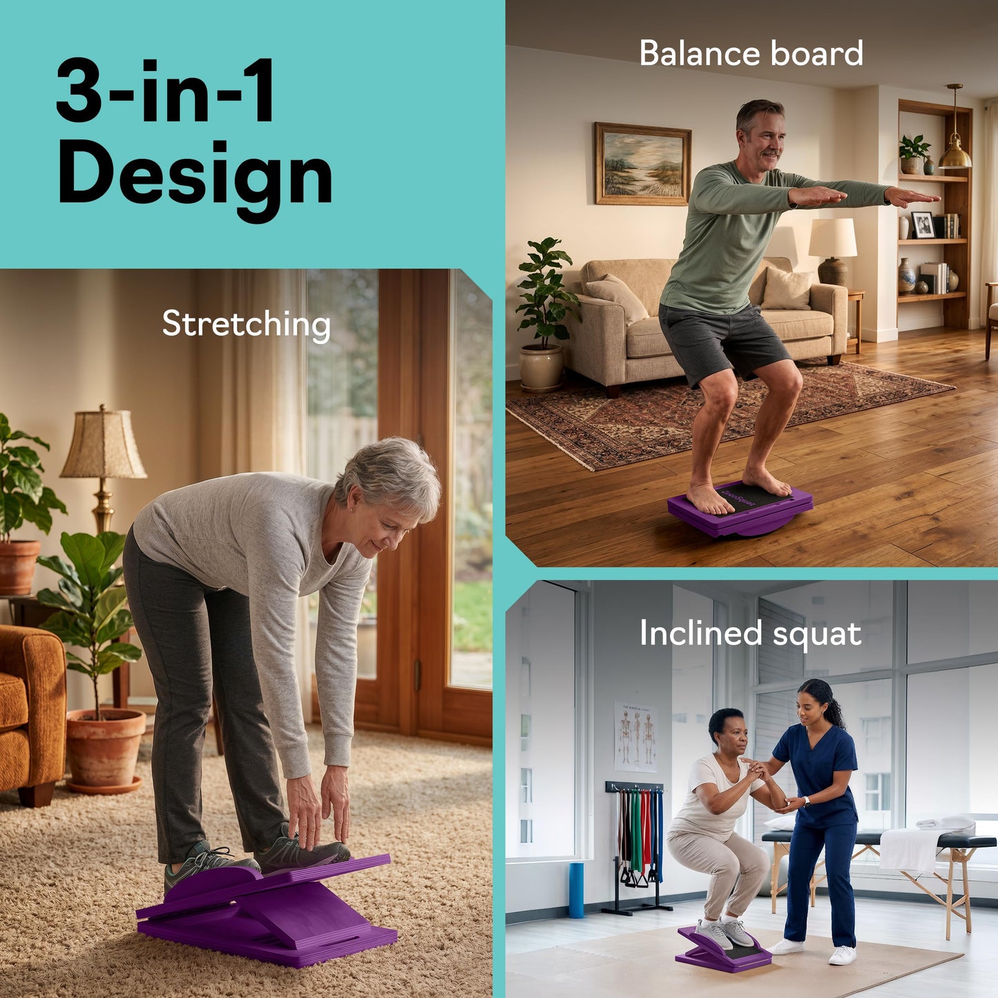 Slant Boards for Exercise – Slant Board with 7 Incline Angles – Transforms Into a Balance Board – Premium Calf Stretcher and Wobble Board for Effective Calf Stretching and Squats