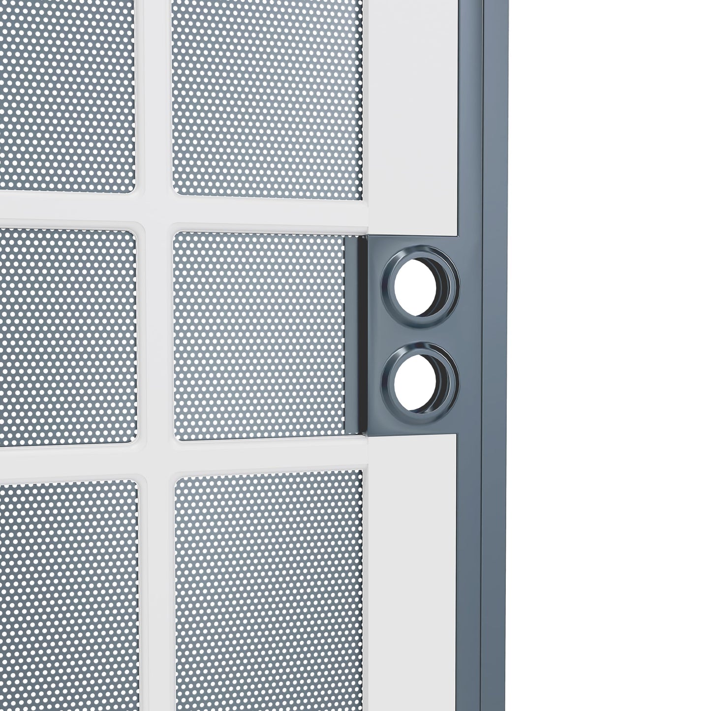 Lakenyon Steel Security Door, 32" x 80" Screen-Style Exterior Door, Electrophoretic E-Coated Steel & White Pine Wood Construction, Non-Handed, Bronze
