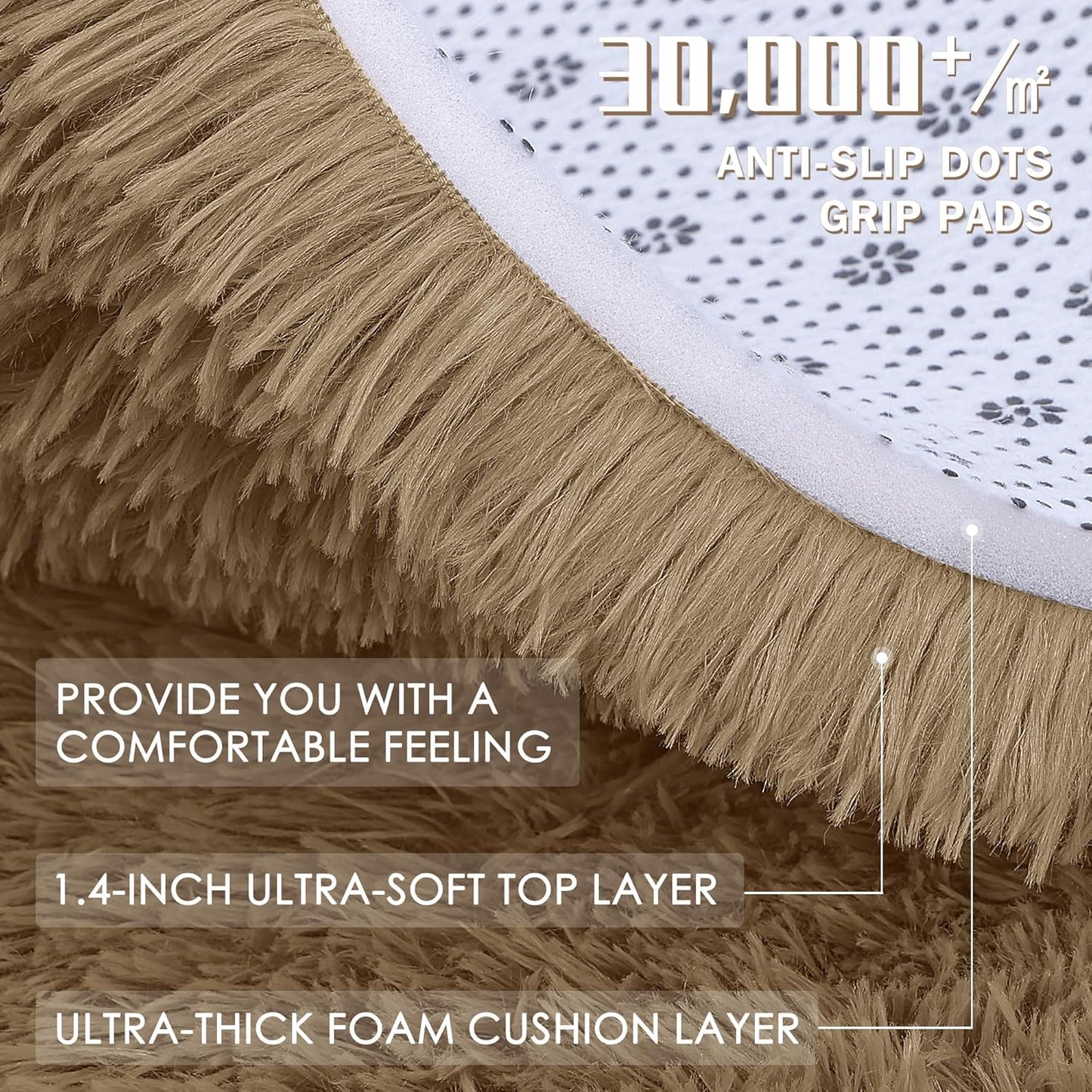OLANLY Runner Rugs - Soft Fluffy Machine Washable Shaggy Carpet for Hallway & Bedroom | Taupe 2x5 ft
