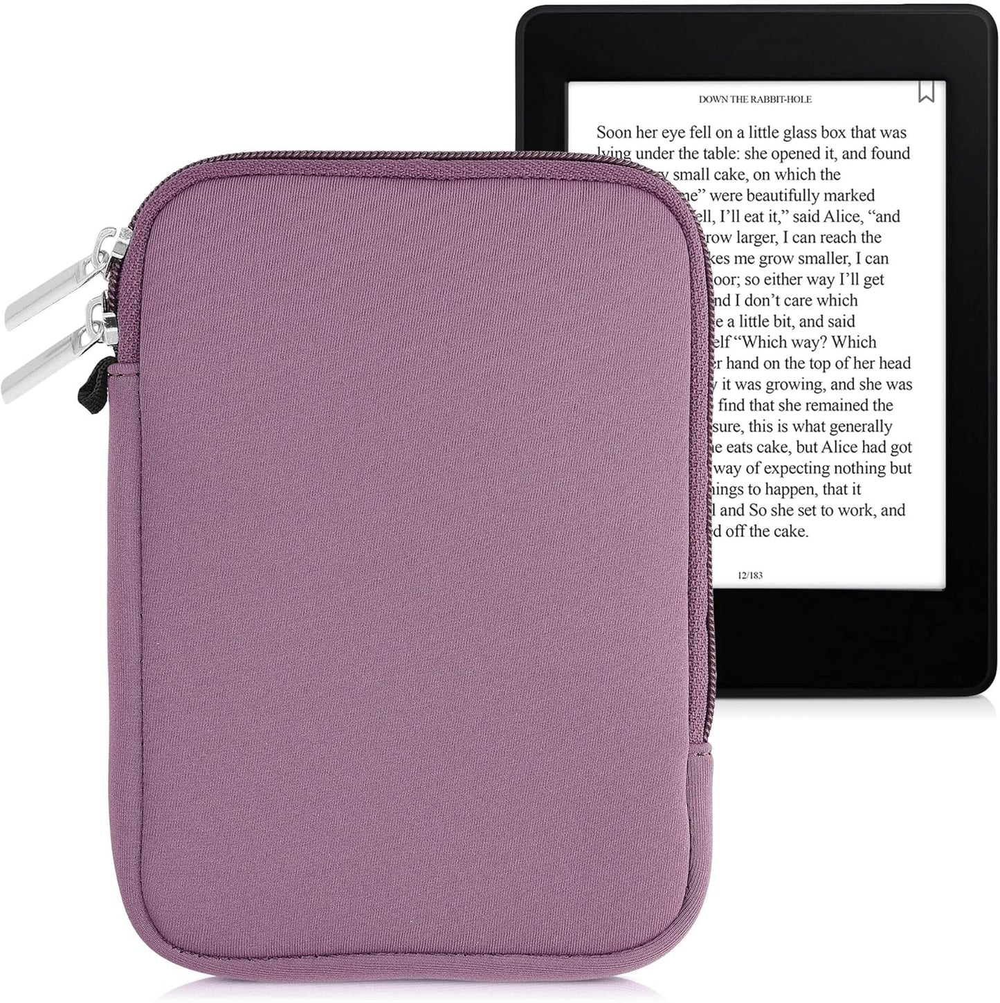 kwmobile 6" Neoprene e-Reader Pouch Size eReader - Universal eBook Sleeve Case with Zipper - Lavender