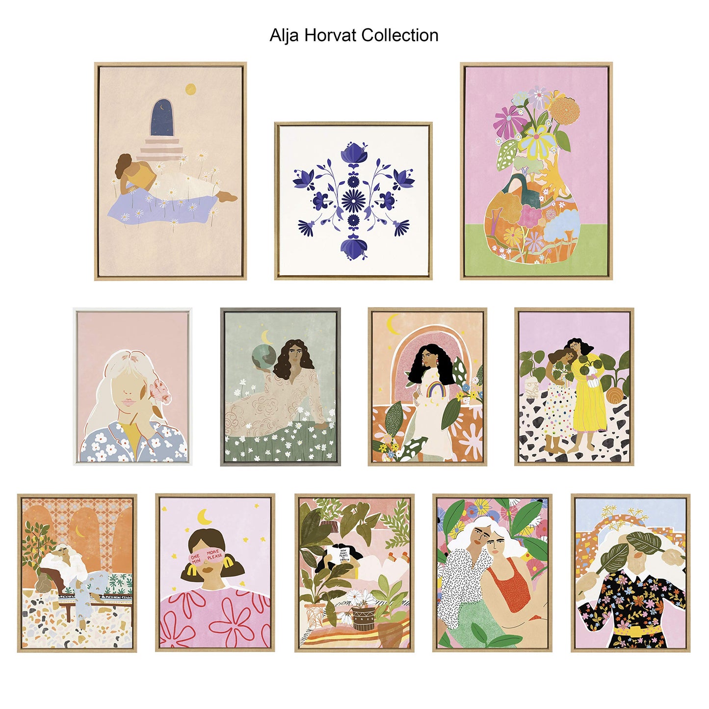 Kate and Laurel Sylvie Miracle Vase Framed Canvas Wall Art by Alja Horvat, 23x33 Natural, Floral Art for Wall