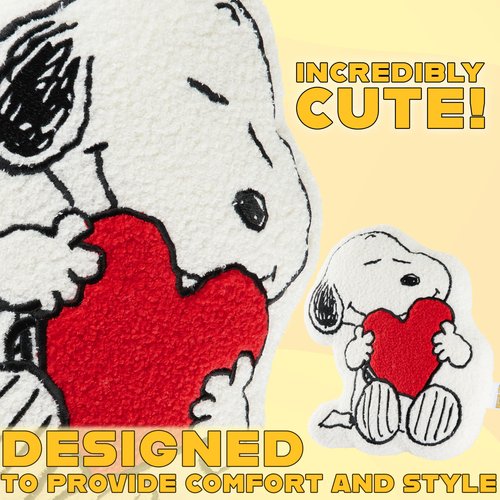 Get Trend Peanuts Snoopy Plush Cushion Pillow, Soft Plush Throw Pillow Cute Fluffy Cushion Bedroom Decor Cuddle Plushies, Gifts for Girls, Teens, Women (White Snoopy, L13.6 x W9.8)