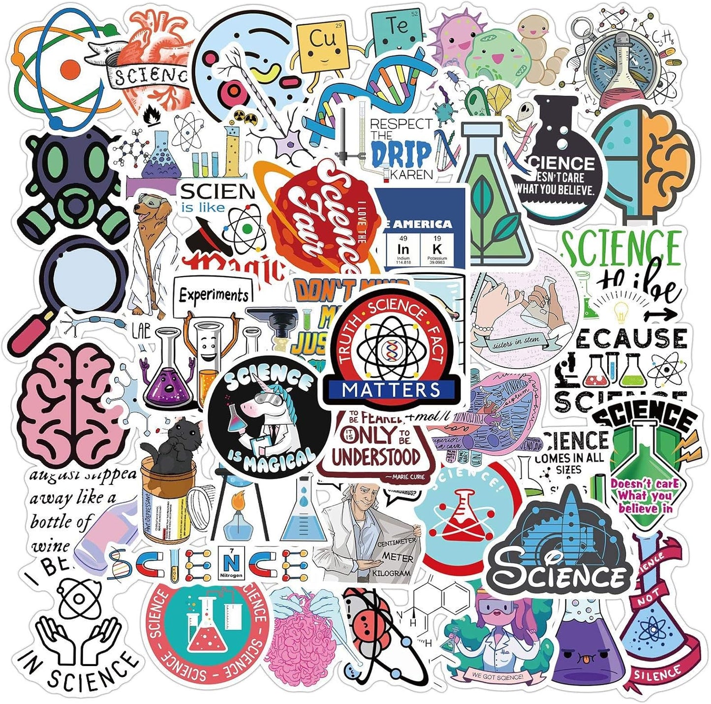 DLZJY 50PCS Funny Science Laboratory Stickers, Laboratory for Teens Adults, Physics Biology Chemistry Experiment