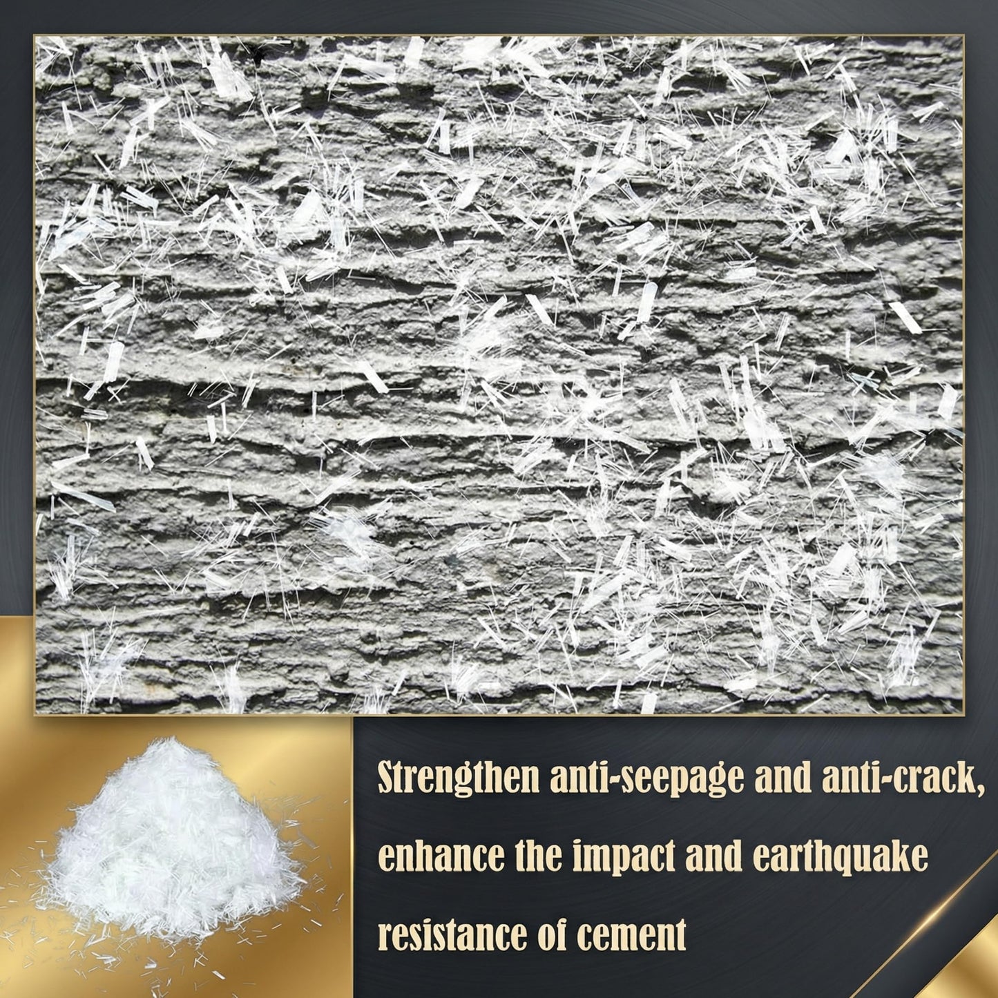 20 Lb 3/4'' (19 mm) Fiberglass for Concrete Cement Mortar Mix, Reinforcement Anti Seepage Anti Cracking White Fibers Fiberglass for Concrete Building Walls Garden Floor