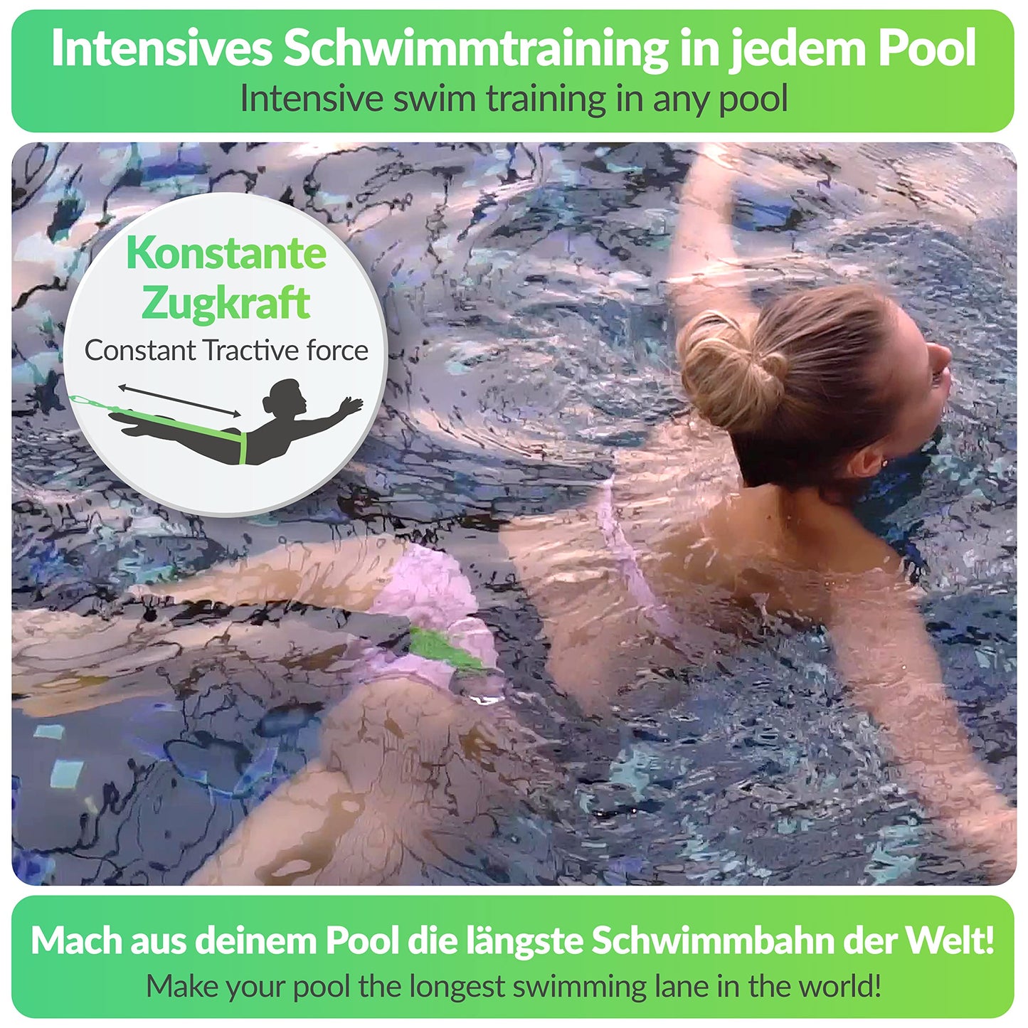 Premium Swim Trainer – for Any Pool, Optimal Swimming Without Counter-Current System, Padded Swim Belt 1–20 kg, Tested, Certified, Made in Germany