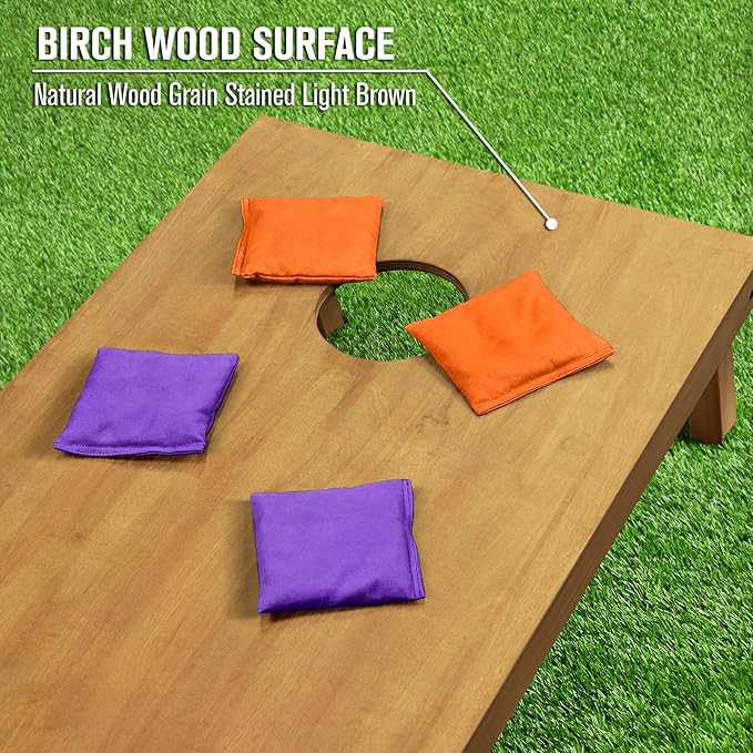 GoSports 4 ft x 2 ft Regulation Size Wooden Cornhole Boards Set - Includes Carrying Case - Full Regulation Size Bean Bag Toss Boards