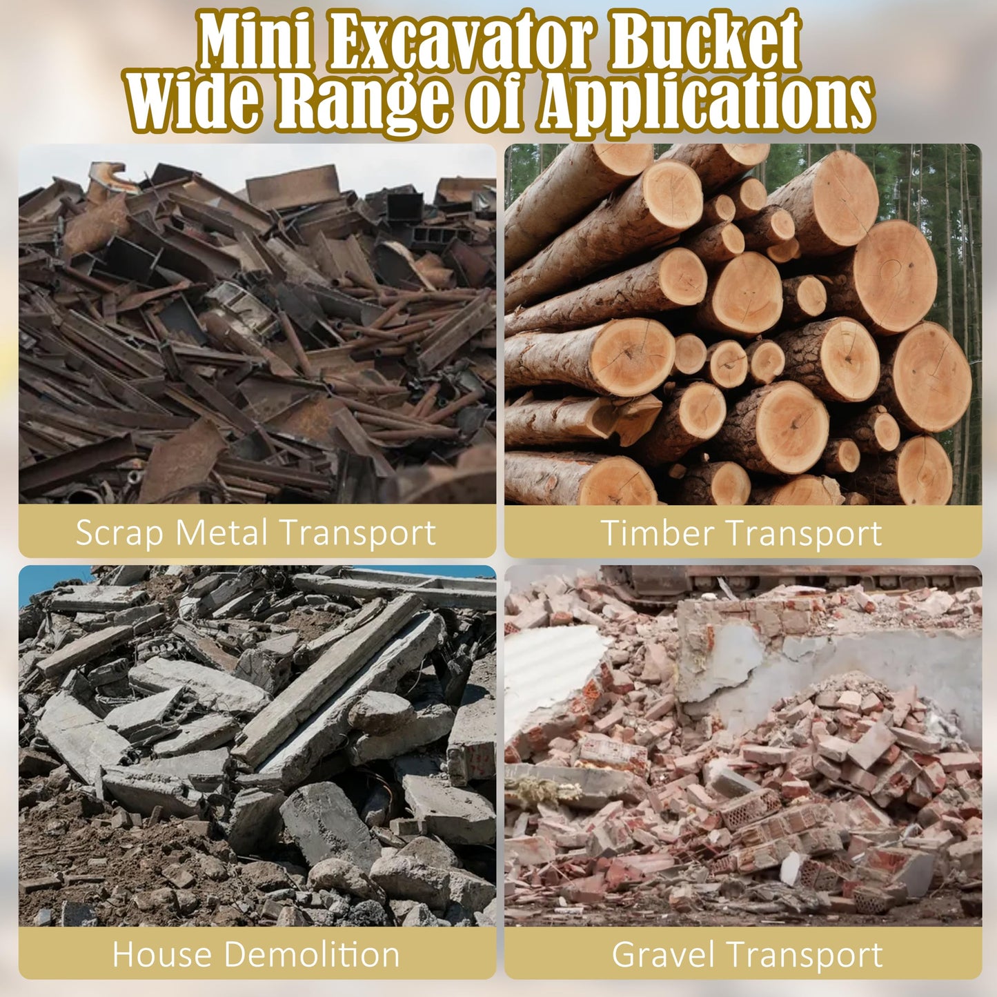 Upgrade Excavator Grapple Attachment for 0.8-1.8 Ton Mini Excavators, Wood Log Grapple with 2 Pins, 3.54in Span & 0.98in Hole, Excavator Grabber for Land Clearing, Logs, Rock, Scrap Handling