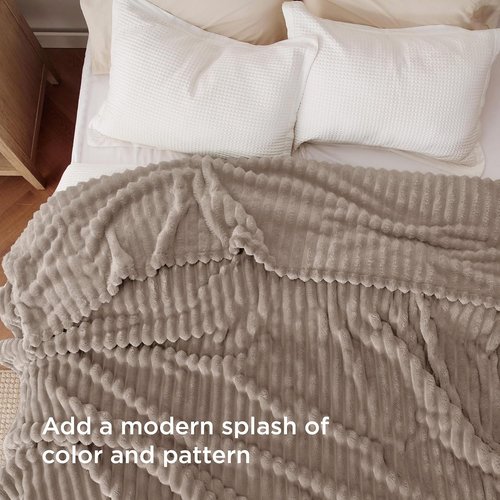 Bedsure GentleSoft Light Brown Full Blanket - Cozy Soft Fleece Throw for Couch, 84x90 Inches