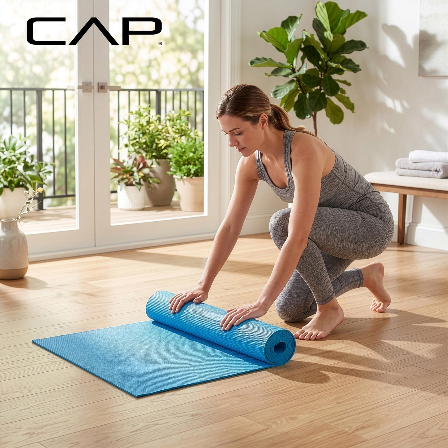 CAP Barbell HHY-CF004B Fitness Yoga Mat, Blue, Original version