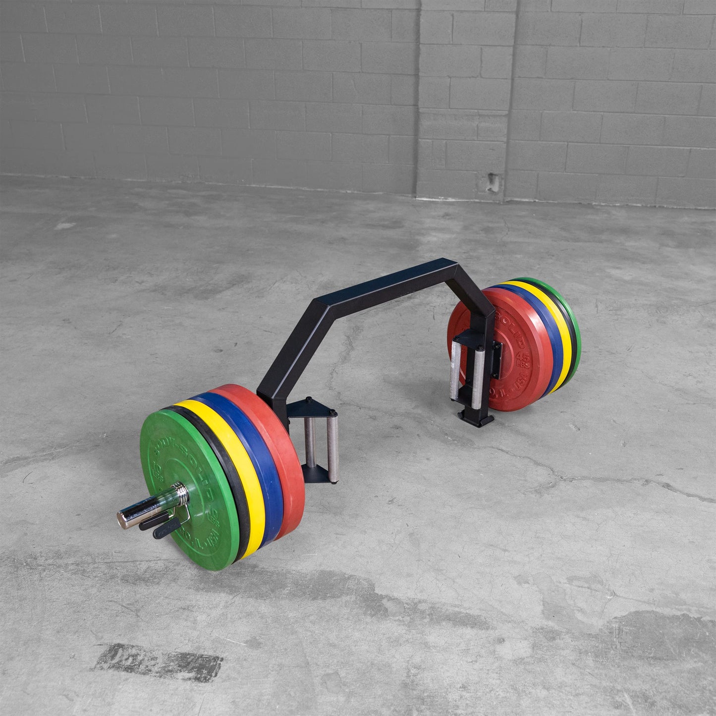 Body-Solid (OTB100) Olympic Shrug Bar - Hex Barbell for Weight Lifting, Deadlifts Barbell Ideal for Hex Bar Deadlift Workouts, 100lbs. Weights Plate Capacity (Midnight Black)
