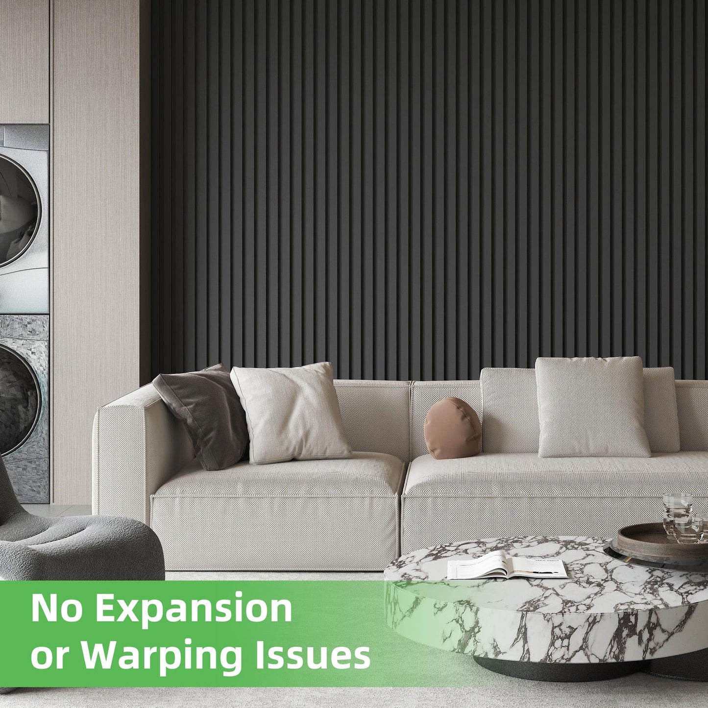Art3d 16-Pack 48" x 6" WPC Wall Panels, Modern Accent Wall Paneling, Decorative Wainscoting Panels for Interior Wall Decor, Living Room, Bedroom, Office, Covering 32 Sq.ft, Black