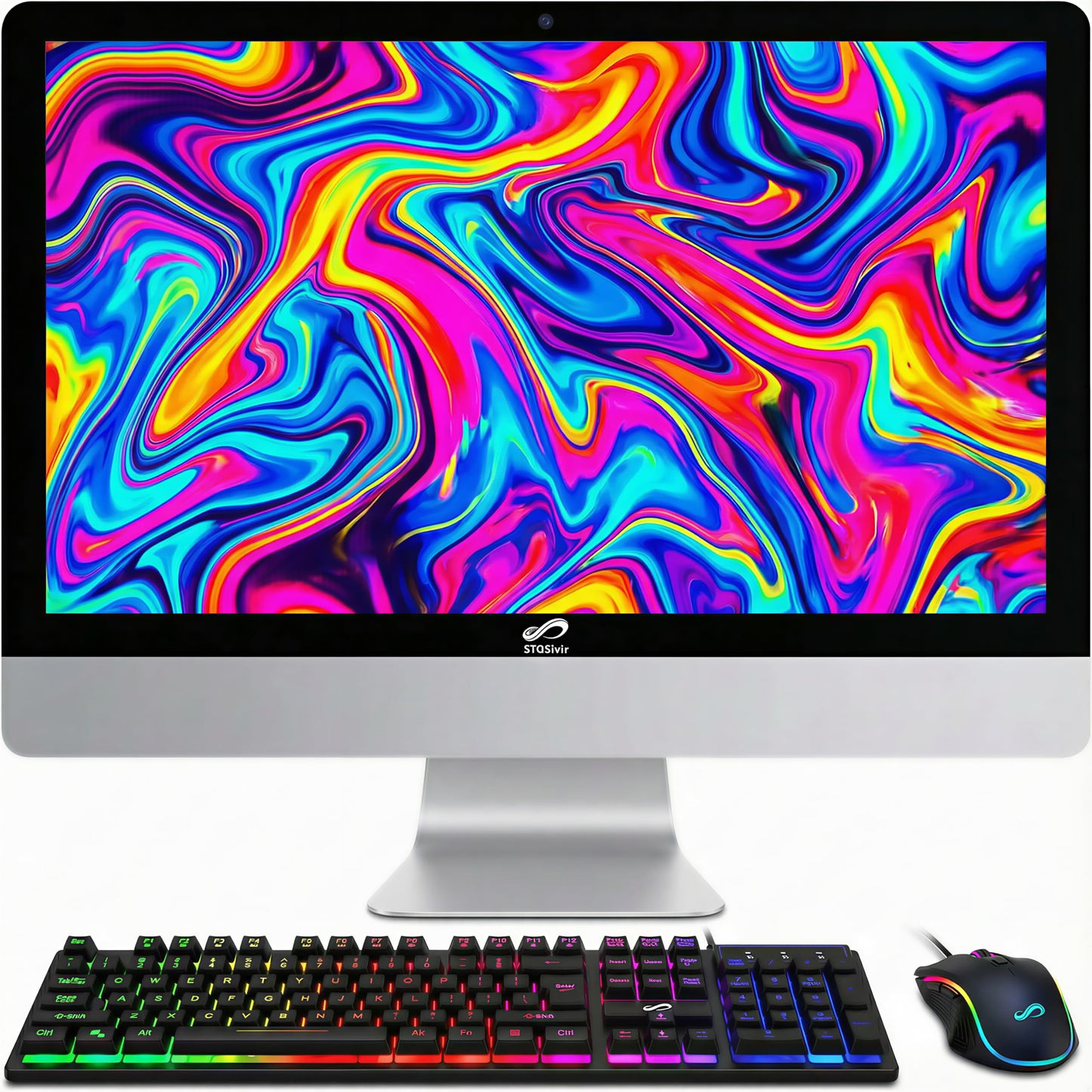 STGSivir All in One Desktop Computer, 22" FHD Display, Intel Core i5 up to 3.0GHz, 16GB RAM, 512GB SSD, WiFi, BT 5.0, Webcam, Windows 11 Home