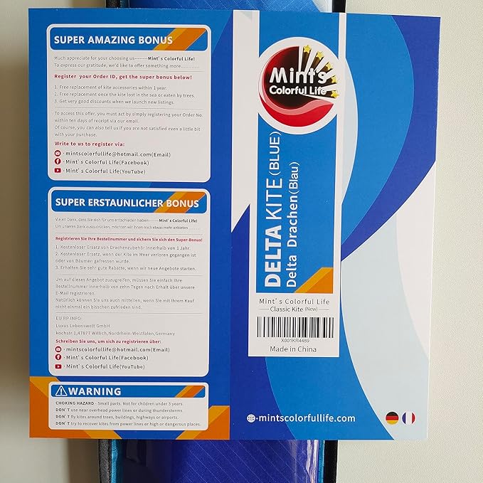 Mint's Colorful Life Delta Kite for Kids & Adults, Extremely Easy to Fly Kite, Best Kites for Beginner