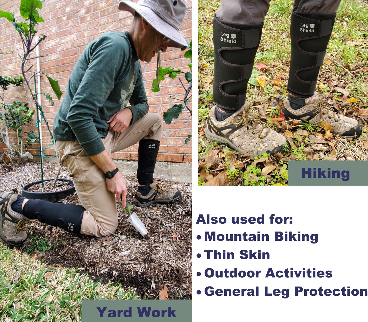 Leg Gaiters with Hook and Loop Straps – Soft Neoprene, Basic Lower-Leg Protection for Yard Work, Mountain Biking, Outdoor Use, and General Shin/Calf Protection (Pair)