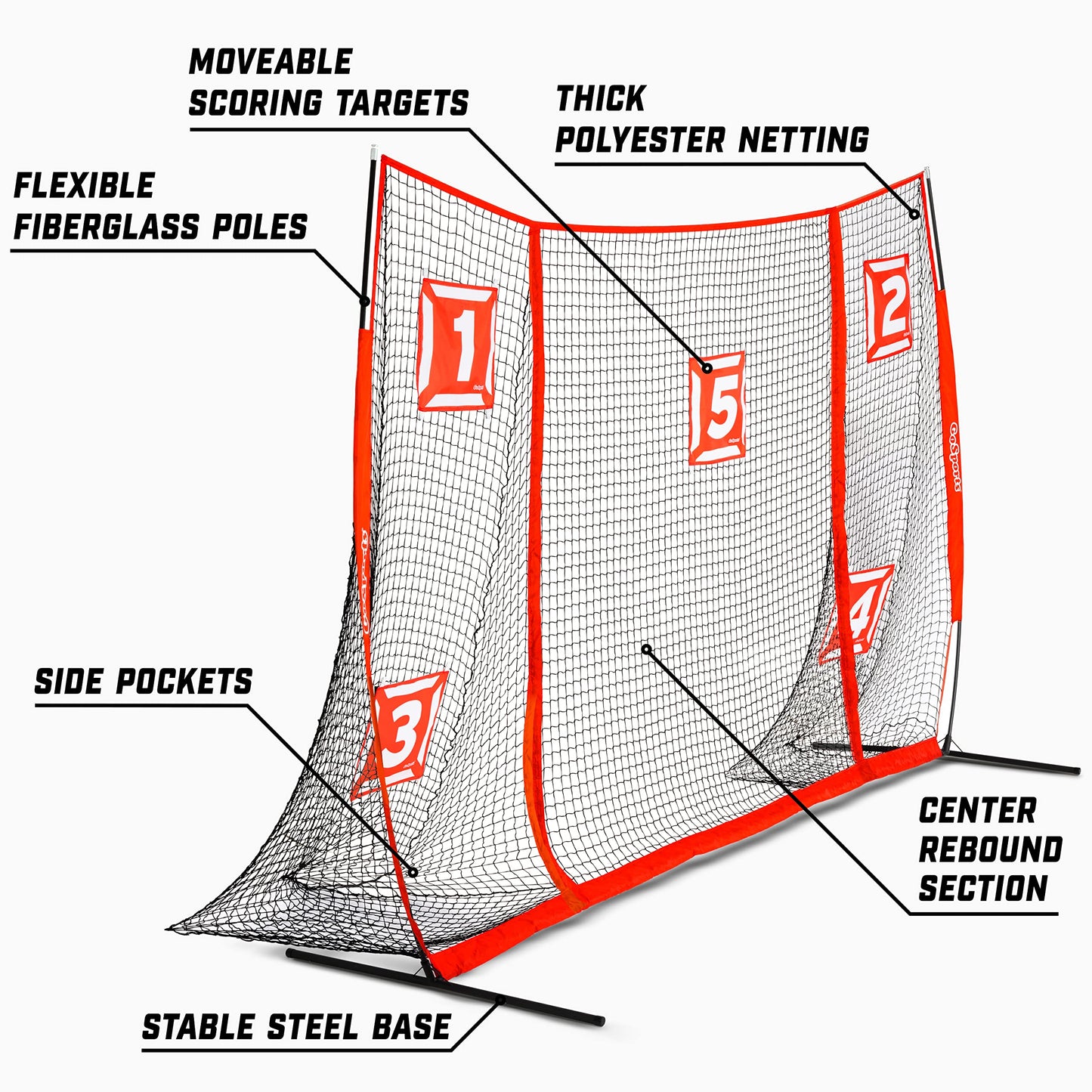 GoSports Strike Net 12 ft x 8 ft Soccer Training Goal - Practice Net for All Skill Levels