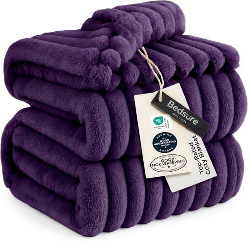 Bedsure GentleSoft Purple Fleece Blanket - Super Soft Cozy King Size 108x90 Inches for Ultimate Comfort