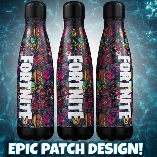 Fortnite Water Bottle for Adults & Teens 500ml, Insulated Stainless Steel Metal Flask for 24 Hours Hot & Cold Drinks, Eco-Friendly BPA Free, Gifts for Her & Him (Multi Fortnite)