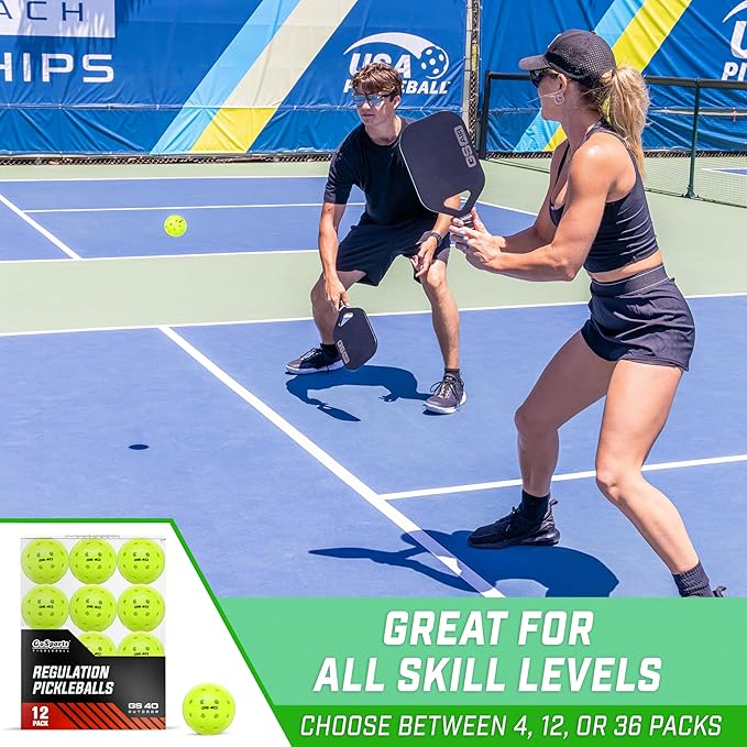 GoSports GS 40 Pickleball Balls - 4, 12, or 36 Pack of Regulation USAPA Pickleballs