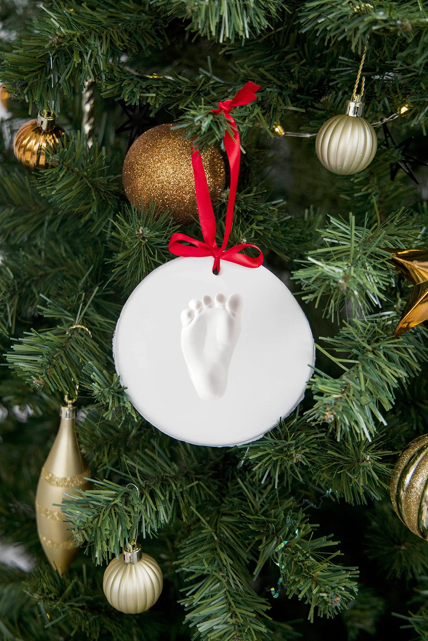 Pearhead Babyprints Baby's First Handprint or Footprint Ornament Kit, Easy No-Bake DIY Clay Impression Kit, Christmas Baby Gift, Baby Keepsake Ornament, Pack of 2