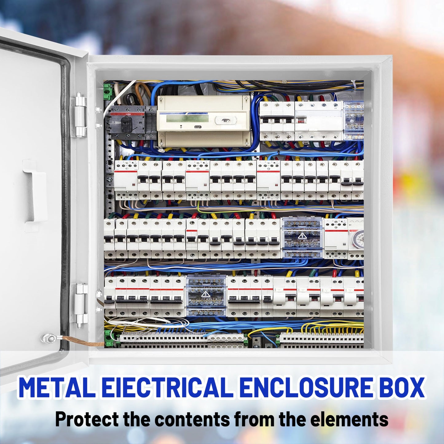 Outdoor Electrical Box 20 x 20 x 8''D NEMA 4X Enclosure Steel Box, Waterproof & Dustproof Outdoor/Indoor Lockable Electrical Junction Box, with Mounting Plate