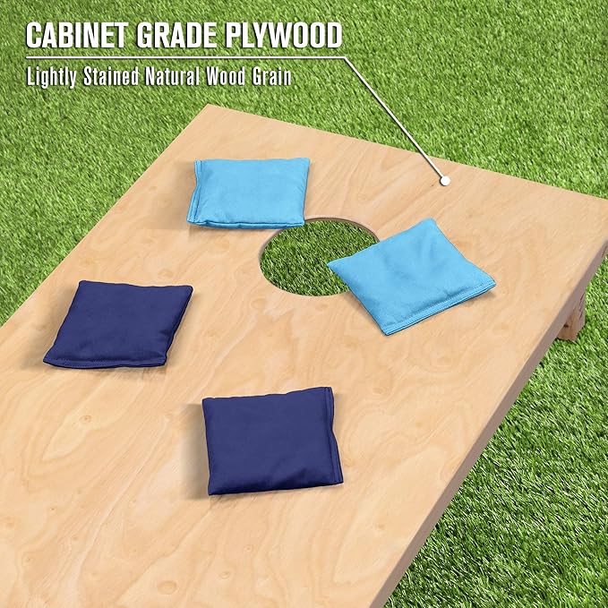 GoSports Regulation Size Wooden Cornhole Set with Natural Wood Finish - Includes Carrying Case