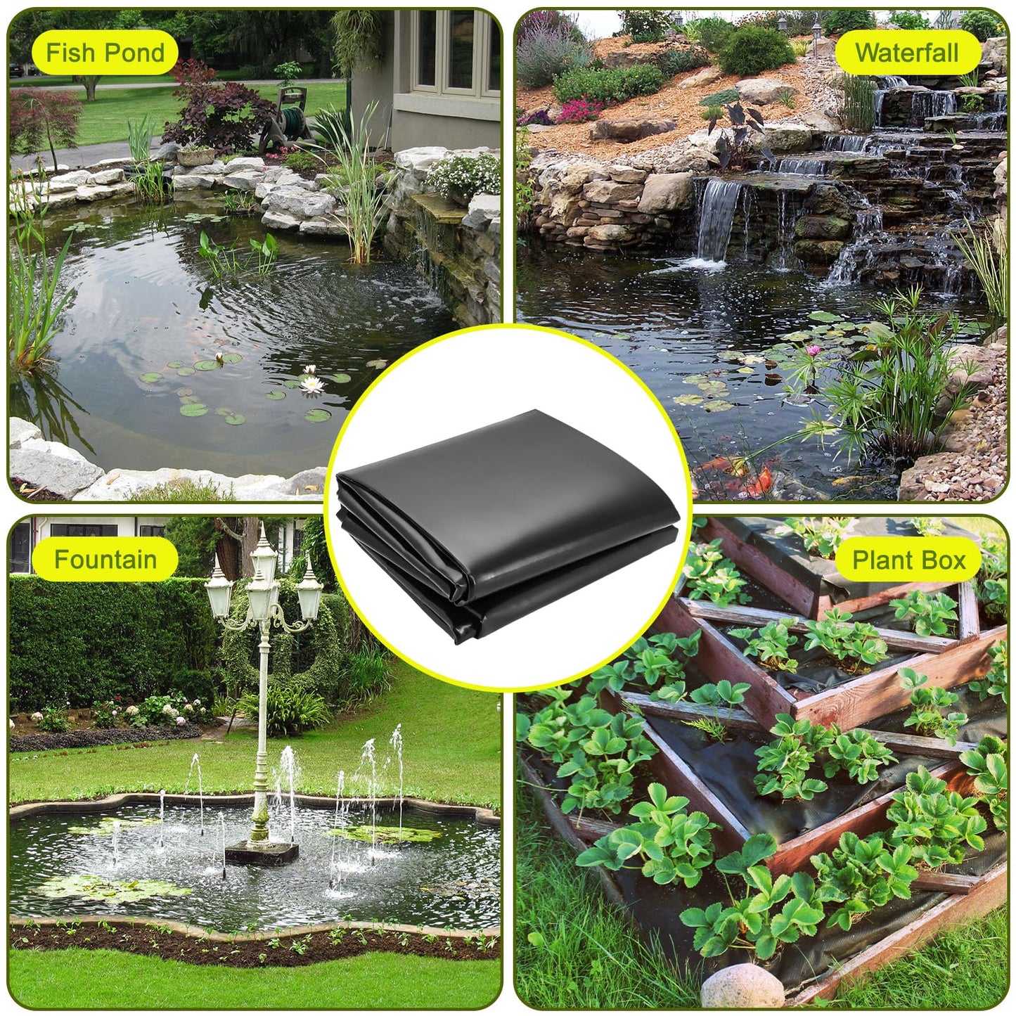 Froidesente 20 x 30 FT Pond Liner, 20 Mil Pond Liners for Outdoor Ponds, HDPE Pond Liner Easy Cutting Puncture Resistant, Pond Liners for Water Garden Fountain Waterfall, Koi Fish Aquaculture Pond