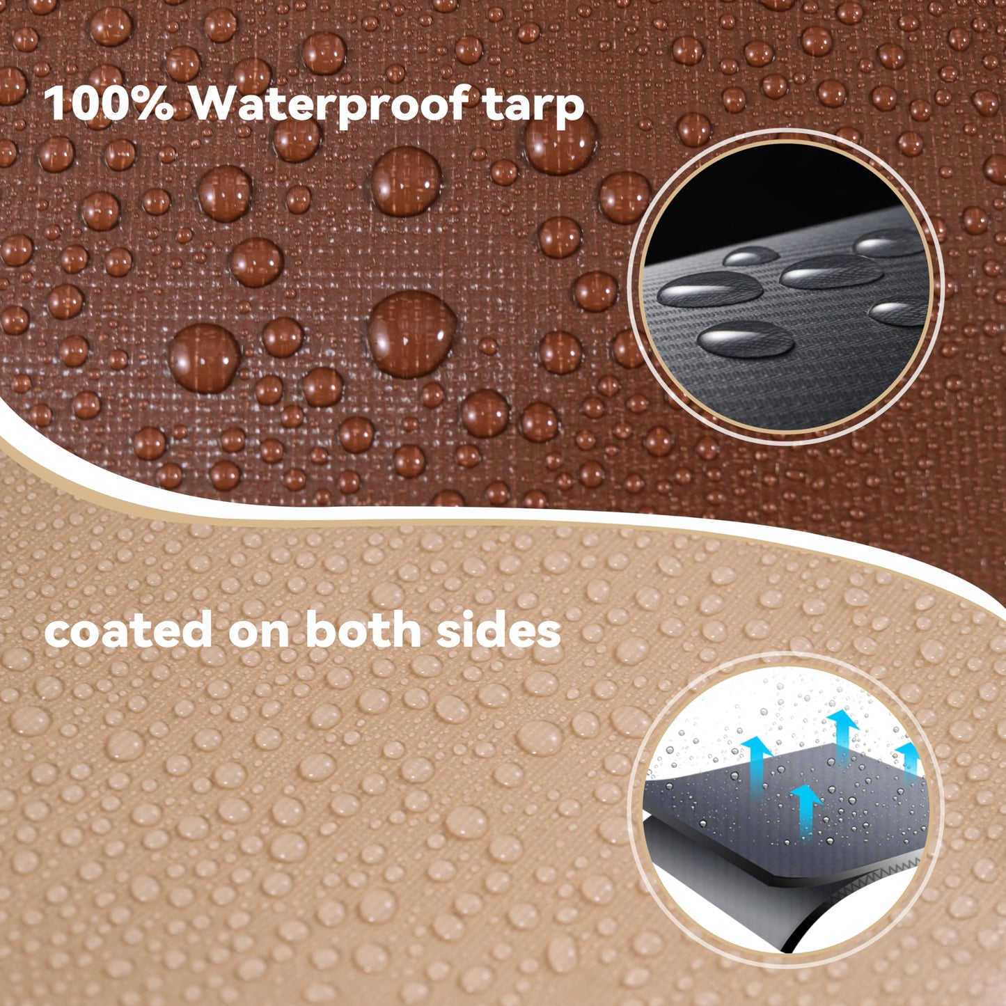 MVPNET 12x24 FT Tarp 22 mil Extreme Heavy Duty Waterproof tarps,Brown&Beige Multipurpose Outdoor Tarpaulin Tear-Proof&UV-Resistant,for Canopy,Camping,Roof,Trailer, Etc