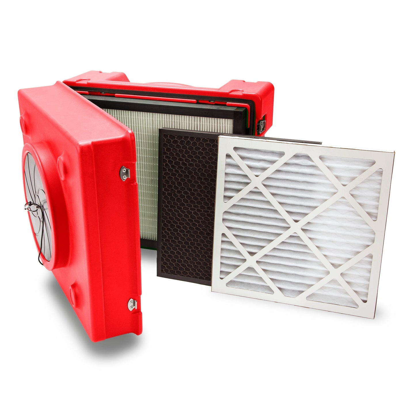 B-Air BA-RA-650-RD 1/3 HP 2.5 Amp HEPA Air Purifier Scrubber for Water Damage Restoration Equipment Negative Air Machine, Red