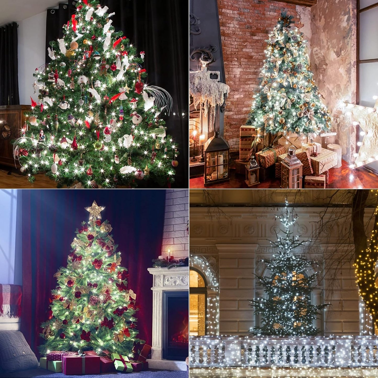 Waterglide C6 Christmas Lights - 33ft 100 LED Faceted String Lights | Waterproof Indoor Outdoor Decor, Cool White